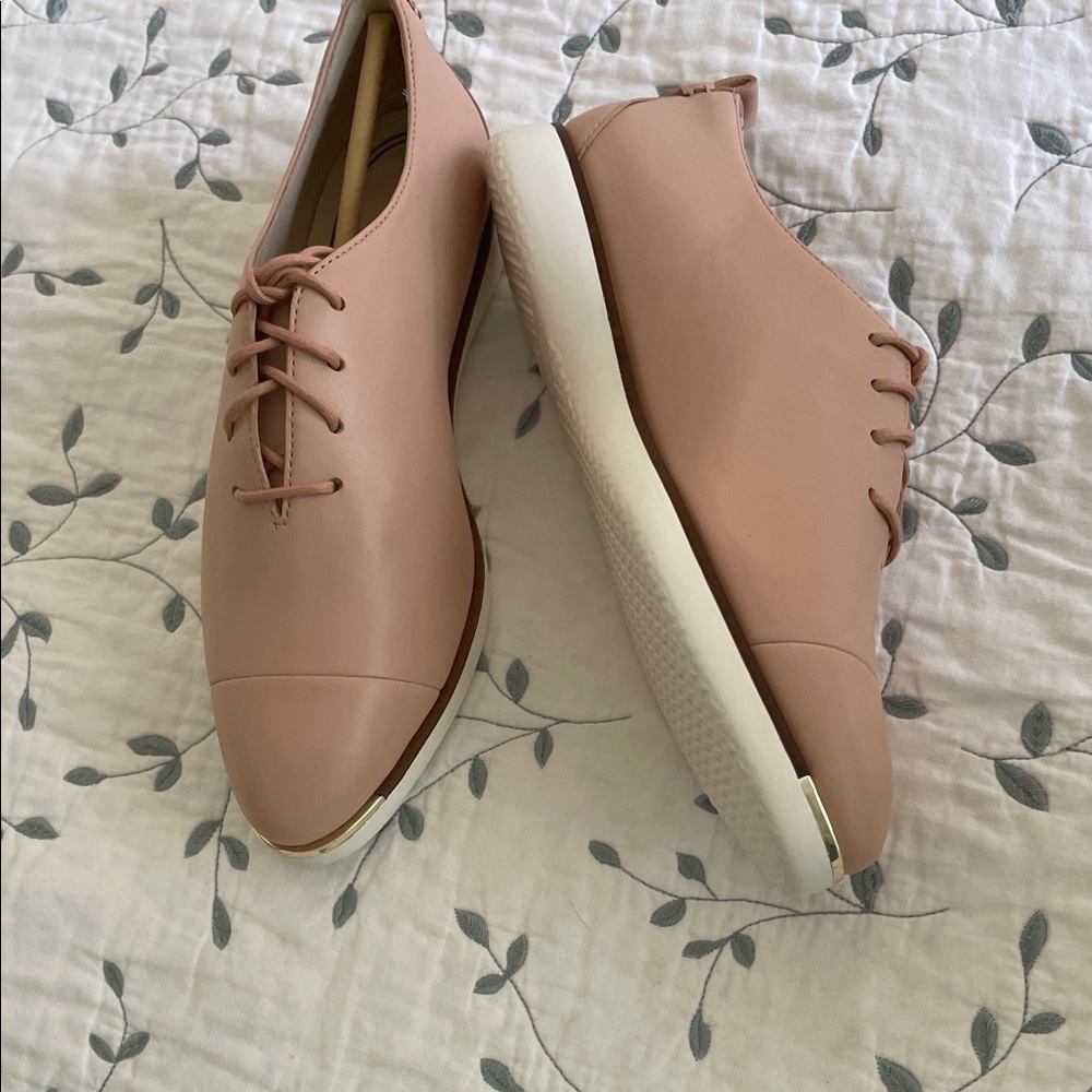Cole Haan Pink and White Flats with Elegant Design